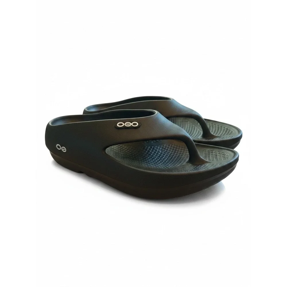 OOFOS Original Sandals M13 W15 Black Recovery Flip Flops Gorpcore Comfort